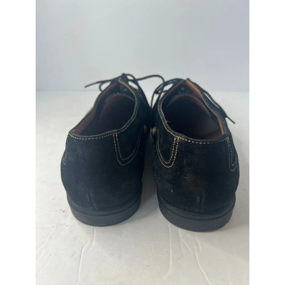 Gianni Versace Men's Black Suede Blue Grommets Lace Up Derby Oxford Shoes Sz‎ 5